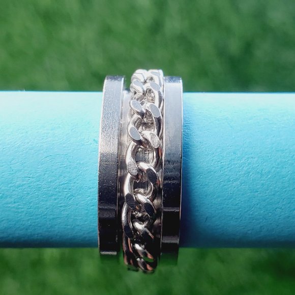 "8MM Stainless Steel Unisex Spinner Ring, AAAQL1017 - Picture 5 of 11